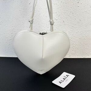 Alaia Cream Heart-Shaped Mini Shoulder Bag